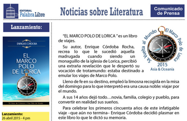 Noticias Sobre Literatura – El Marco Polo de Lorica